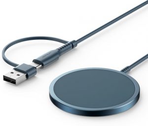 Mag-Safe Ladegerät 15W, JSAUX Wireless Charger Induktive Ladestation Kompatibel für MagSafe Ladegerät iPhone 17 Air Pro Max/iPhone 16/15/14 13 12 Serie, AirPods 3/2, Kabelloses Ladegerät, Blau