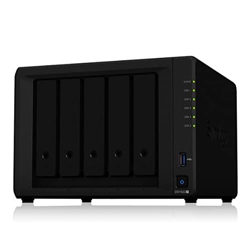 Synology DS1522+ 5-Bay Desktop NAS-Lösung 5×3,5/2,5″ SATA HDD/SSD, 2X M.2 2280 NVMe SSD, 8GB RAM, schwarz