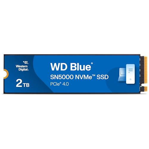 WD Blue SN5000 NVMe SSD 2 TB interne SSD (Geschwindigkeiten von bis zu 5.150 MB/s/4.850 MB/s Lesen/Schreiben, 900 TBW, Western Digital nCache 4.0, Acronis True Image for Western Digital)
