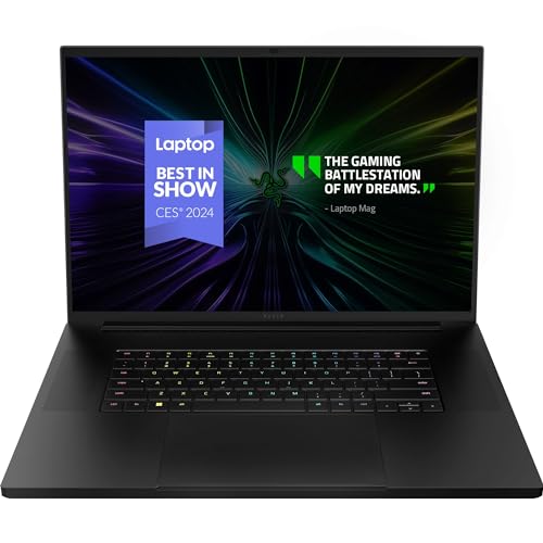 Razer Blade 18 (2024) – 18 Zoll Gaming Laptop – NVIDIA Geforce RTX 4090 – Intel i9-14900HX – 18″ LED QHD+ 300Hz Display – Snap Tap (32GB DDR5 RAM, 2TB SSD, Alu-Gehäuse) QWERTZ DE-Layout | Schwarz