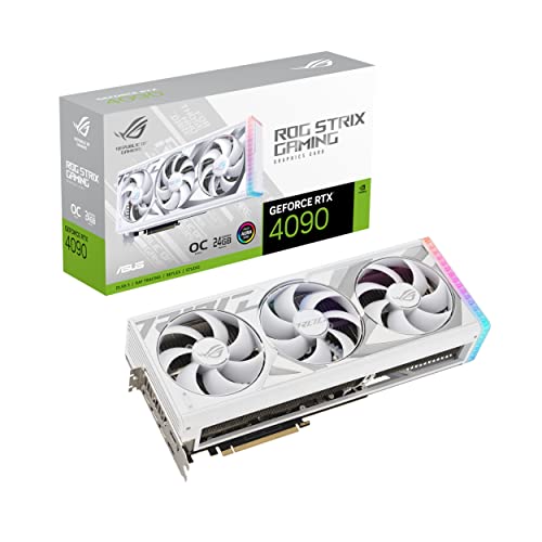 ASUS ROG Strix GeForce RTX 4090 24GB White OC Edition Gaming Grafikkarte (NVIDIA DLSS 3, PCIe 4.0, 24GB GDDR6X, HDMI 2.1a, DisplayPort 1.4a, weiß, -RTX4090-O24G--)