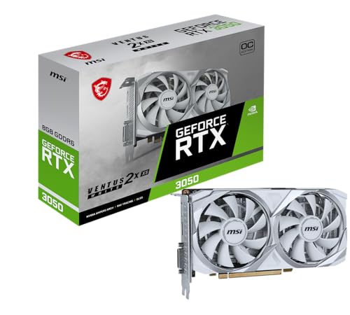 MSI GeForce RTX 3050 Ventus 2X XS White 8G OC – 8GB GDDR6 Speicher, 128-bit, 14 Gbps