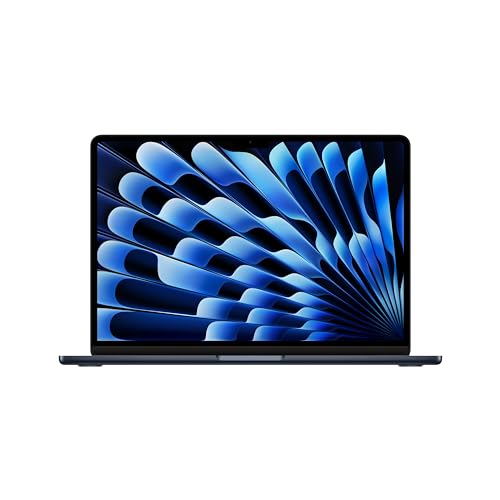 Apple 13" MacBook Air Laptop mit M3 Chip: 13,6" Liquid Retina Display, 16 GB gemeinsamer Arbeitsspeicher, 256 GB SSD Speicher, beleuchtete Tastatur, 1080p FaceTime HD Kamera, Mitternacht