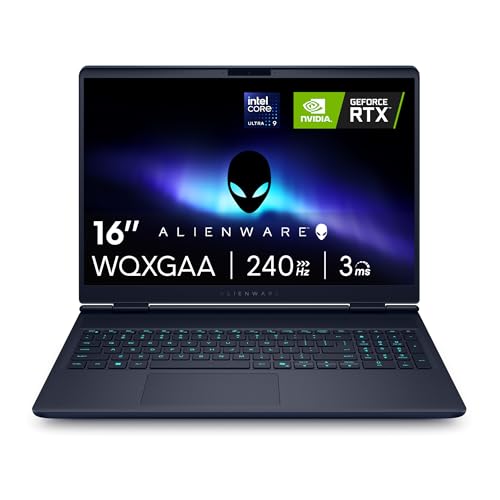 Alienware 16x Aurora Gaming Laptop AC16251 16″ WQXGA 240Hz G-Sync Display, Intel Core Ultra 9 275HX Series 2, Nvidia Geforce RTX 5070, 32GB RAM, 1TB SSD, Windows 11 Home, AlienFX RGB QWERTZ Tastatur