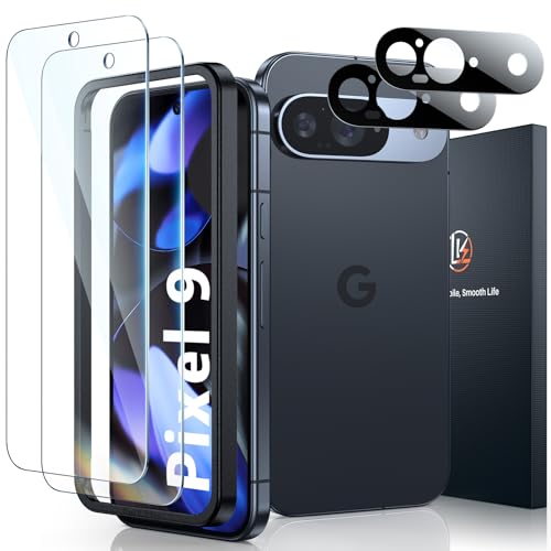 LK 2+2 Panzer Schutz Glas für Google Pixel 9 mit 2 Schutzfolie und 2 Kameraschutz, [9H], Kratzfest, HD-Vollabdeckung Folie, Unterstützt Fingerabdruck-ID, Pixel 9 Displayschuzfolie Screen Protector