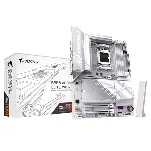 GIGABYTE B850 AORUS Elite WIFI7 Ice Motherboard – AMD Ryzen 9000 Serie CPUs, 14+2+2 Phasen digitales VRM, bis zu 8200MHz DDR5 (OC), 1xPCIe 5.0 + 2xPCIe 4.0 M.2, 2,5 LAN, WiFi 7, USB 3.2 Gen 2×2