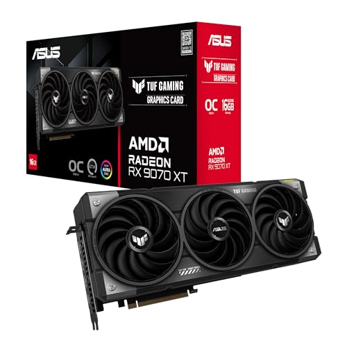 ASUS TUF Gaming Radeon RX 9070 XT OC Edition 16GB GDDR6 Grafikkarte (AMD Radeon Radeon RX9070XT, PCIe 5.0, 1x HDMI 2.1b, 3X DisplayPort 2.1a, 3.125-Slot-Design, TUF-RX9070XT-O16G-GAMING)