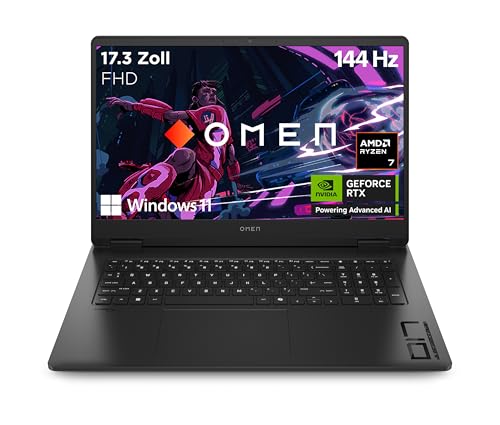 HP Omen Gaming Laptop | 17,3 Zoll FHD-Display – 144 Hz | AMD Ryzen 7 8845HS | 16 GB DDR5 RAM (2×8 GB) | 512 GB | NVIDIA GeForce RTX 4060 Laptop-GPU (8 GB) | QWERTZ | Windows 11 Home | Shadow Black