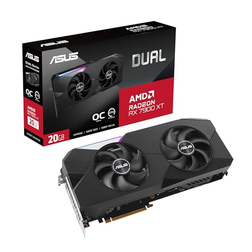 ASUS Dual Radeon RX 7900 XTX OC Edition 24GB GDDR6 Gaming Grafikkarte (AMD Radeon RX7900 XTX, PCIe 4.0, 1x HDMI 2.1, 3X DisplayPort 2.1, DUAL-RX7900XTX-O24G)