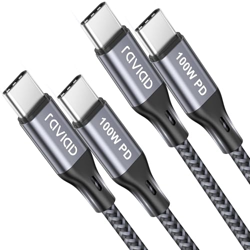 RAVIAD USB C auf USB C Kabel [2Stück 2M+2M] 100W USBC Ladekabel PD Schnellladekabel Typ C Ladekabel für iPhone 16 Pro Max, iPhone 15, Samsung Galaxy S24/S23/S22, MacBook Air, Pad Pro, Huawei