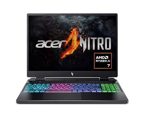 Acer Nitro 16 (AN16-42-R39G) Gaming Laptop | 16" WQXGA IPS 180Hz Display | AMD Ryzen 7 8845HS | 16 GB RAM | 1 TB SSD | NVIDIA GeForce RTX 4070 | Windows 11 | QWERTZ Tastatur | schwarz