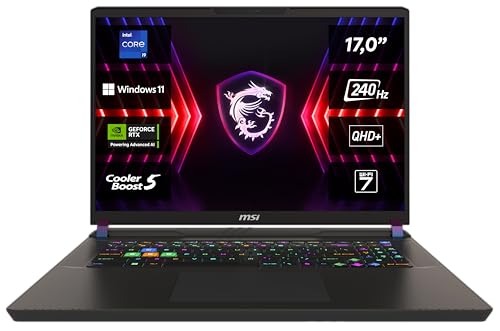 MSI Vector 17 HX, Gaming Laptop, 17,0" QHD+, Intel® Core™ i9 Prozessor 14900HX, 32 GB DDR5-5200 RAM, 1 TB, NVIDIA® GeForce RTX™ 4080, Windows 11 Home, QWERTZ Tastatur, A14VHG-1012