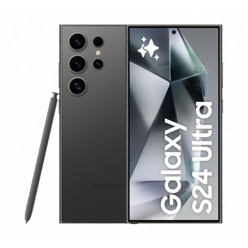 Samsung Galaxy S24 Ultra AI Smartphone, Android-Handy ohne Vertrag, 12GB RAM/256GB Speicher, 200-MP-Kamera, S Pen, Lange Akkulaufzeit, Titanium Black, 3 Jahre Herstellergarantie
