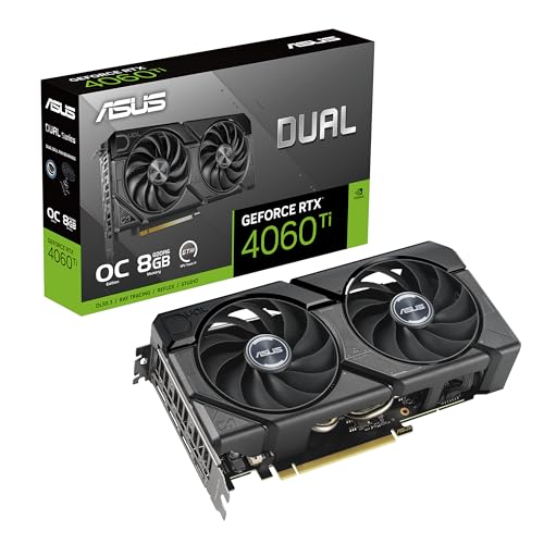 ASUS Dual GeForce RTX 4060 Ti EVO OC Edition 8GB GDDR6 Gaming Grafikkarte (Nvidia RTX4060Ti EVO DLSS 3, PCIe 4.0, 1x HDMI 2.1a, 3X DisplayPort 1.4a, DUAL-RTX4060TI-O8G-EVO)