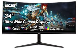 Acer Nitro XZ342CU V3 Gaming Monitor 34 Zoll (86 cm Bildschirm) UWQHD, VA, 180Hz DP, 100Hz HDMI, 4ms(GTG), DP 1.4, 2xHDMI 2.0, Curved, höhenverstellbar, FreeSync Premium
