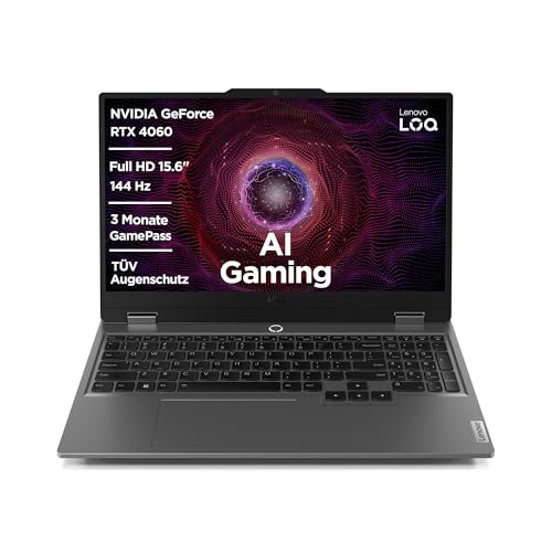 Lenovo LOQ Gaming Laptop | 15,6" Full HD 16:9 Display | 144Hz | AMD Ryzen 7 7435HS | 16GB RAM | 1TB SSD | NVIDIA GeForce RTX4060 TGP 105W | G-Sync |QWERTZ | grau | AI Chip LA1