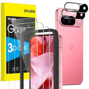 SPARIN Panzer Schutz Glas für Google Pixel 9, 3 Schutzfolie und 2 Kameraschutz mit montagehilfe, 9H Härte, Frei von Kratzern, HD-klar Folie, 3+2 Stück