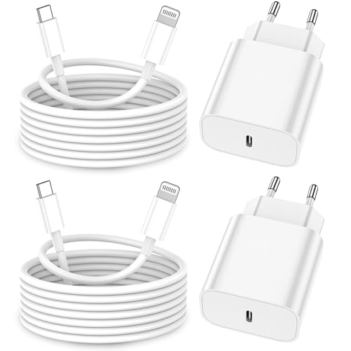 iPhone Ladekabel, [MFi-Zertifiziert] 2er Pack 25W iPhone Ladegerät Apple Ladekabel 2M, USBC Schnellladegerät mit USB C auf Lightning Kabel für i Phone 14 13 12 11 Pro Max XS XR X 8 7 6 Plus 5 iPad