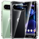 UniqueMe für Google Pixel 9 Hülle,5-in-1-Set Handyhülle für Google Pixel 9 Case Rundumschutz Schutzhülle Cover,1 Handyhülle & 2 Schutzfolie & 2 Kameraschutz -Transparent