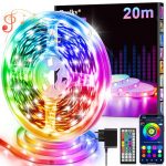 LED Streifen LED Strip 20m mit Fernbedienung & App & Musik Sync, RGB Lichterkette Dimmbar Farbwechsel, LEDs Leiste Band Stripes Bluetooth Selbstklebend für Zimmer Deko/Küche/Decke/Gaming/Party