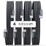 LISEN 60W USB C Kabel, [4er Pack, 0,5M 1M 1M 2M] USB C auf USB C Kabel Set, PD 3.0 Schnellladekabel USB C für iPhone 17 Pro Max Zubehör,iPhone 16 15,Switch,Samsung Galaxy S25,Pixel,MacBook,iPad,Xiaomi