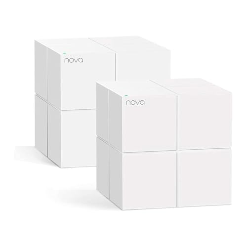Tenda Nova MW6 Mesh WLAN System – AC1200 Dual Band Mesh Set – empfohlen für Häuser mit 1-2 Schlafzimmern – 4xGigabit Port – Ersetzt Router und Repeater – APP Steuerung -WPA2-2er Pack