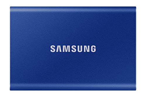 Samsung Portable SSD T7, SSD 2 TB, USB 3.2 Gen.2, 1.050 MB/s Lesen, 1.000 MB/s Schreiben, Externe SSD-Festplatte für iPhone 15 und neuer, Mac, PC, Smartphone und Spielkonsole, Blau, MU-PC2T0H/WW