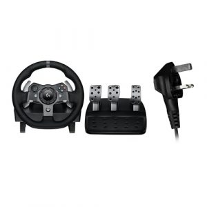 Logitech G920 Driving Force Gaming Rennlenkrad, Zweimotoriges Force Feedback, 900° Lenkbereich, Verstellbare Edelstahl Bodenpedale, für Xbox Series X|S, Xbox One/PC/Mac, UK-Stecker, Schwarz