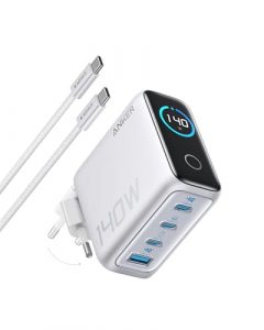 Anker 140W USB-C Ladegerät, Laptop Ladegerät, 4-Port Multi-Geräte Schnellladeleistung, Fortschrittliches GaN Netzteil, Touch Control, Kompatibel mit MacBook, iPhone 17/16/15, Samsung, Pixel und mehr