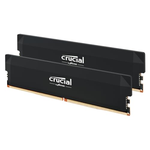 Crucial Pro DDR5 RAM 32GB Kit (2x16GB) 6000MHz CL36, Overclocking Gaming, Intel XMP 3.0 / AMD Expo, PC Computer Arbeitsspeicher, Schwarz - CP2K16G60C36U5B