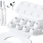 4 Pairs Replacement Ear Tips for Airpods Pro 1/2 with Hole for Noise Reduction, Silicone Earplugs for Airpods Pro with Cleaning Set & Portable Storage Box, 4 Sizes (XS/S/M/L) White