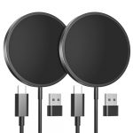 Magnetisches kabelloses Ladegerät, MagEase 15 W kabelloses Ladegerät, kompatibel mit iPhone 17/16/15/14/13/12-Serie und AirPods 3/2/Pro,2-Stück (Schwarz)