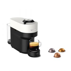 Nespresso Krups Vertuo Pop Kaffeekapselmaschine, Kapazität: 560 ml, automatische Kapselerkennung, One-Touch-System, 4 Tassengrößen, verkürzte Aufheizzeit, nachhaltig, Coconut White, XN9201