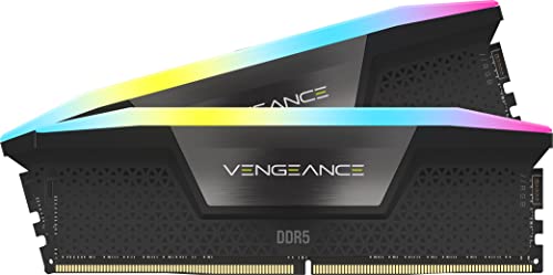 Corsair VENGEANCE RGB DDR5 RAM 32GB (2x16GB) 6000MHz CL36 Intel XMP iCUE Kompatibel Computer Speicher – Schwarz (CMH32GX5M2E6000C36)