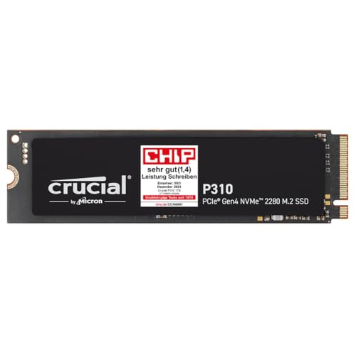Crucial P310 SSD 1TB M.2 2280 PCIe Gen4 NVMe, bis 7.100 MB/s, für Laptop, Desktop PC & Handheld Spielekonsolen, Interne Festplatte - CT1000P310SSD801