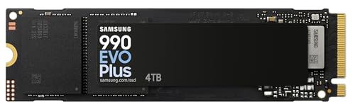 Samsung 990 EVO Plus NVMe M.2 SSD 4 TB, PCIe 4.0 x4 / PCIe 5.0 x2, NVMe 2.0 (2280), 7.250 MB/s Lesen, 6.300 MB/s Schreiben, Interne SSD für Gaming und Grafikbearbeitung, MZ-V9S4T0BW