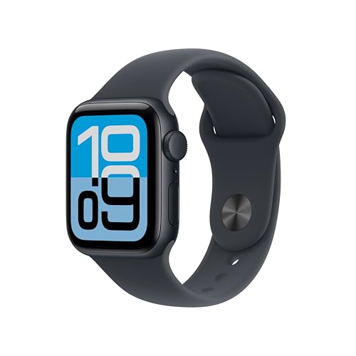 Apple Watch SE 3 GPS 40 mm Smartwatch mit Aluminiumgehäuse in Mitternacht und Sportarmband in Mitternacht (S/M). Fitness‑ und Schlaftracker, Herzfrequenzmesser, Always-On Display, Wasserschutz