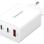 Intenso Power Adapter W65ACC, USB Netzteil mit 1 USB-A und 2 USB-C Anschlüssen, energie sparender GaN-Technologie und 65 Watt, weiß