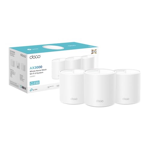 TP-Link Deco X50 Pro Mesh WLAN Set (3 Pack), Wi-Fi 6 AX3000 Dual Band Router & Repeater, 2X 2,5G Ports für Jede Einheit, empfohlen für Häuser mit 4-6 Schlafzimmern, Umfassender Jugendschutz, WPA3