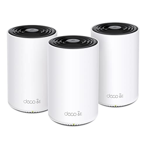 TP-Link Deco XE75 Mesh WLAN Set (3 Pack), 𝐖𝐢-𝐅𝐢 𝟔𝐄 AXE5400 Tri-Band Router & Repeater, 3× Gigabit Ports für jede Einheit, für Häuser mit 4-7 Schlafzimmern, Umfassender Jugendschutz, WPA3