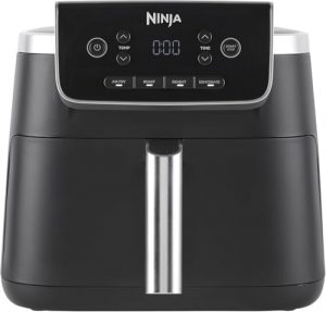Ninja PRO Air Fryer Heißluftfritteuse, 4,7L Airfryer, Einzelkorb-Heißluftfritteuse, 4-in-1, für 1-2 Portionen, Digital, Kochen aus dem Gefrorenen, Antihaft-Schublade & Crisper Korb, Schwarz AF140EU