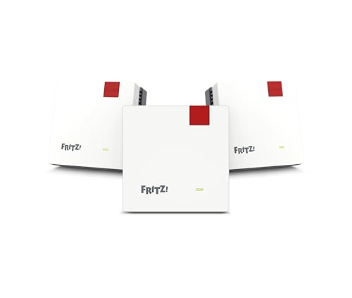 Fritz!Mesh Set 1600 3er-Set (3X Fritz!Repeater, ideal für Internetrouter oder Glasfasermodem (ONT), WLAN-Abdeckung für 5-7 Räume, Wi-Fi 6 mit bis zu 3.000 MBit/s, deutschsprachige Version)