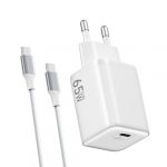 USB C Ladegerät 65W,PPS USB-C Netzteil mit C Ladekabel 2M Nylon geflochten,GaN Schnellladegerät für iPhone 17 Pro Max/16/15,MacBook Pro/Air,Galaxy S25 Ultra/S24/S23/S22/Note20,Tablet,Laptop,Weiß
