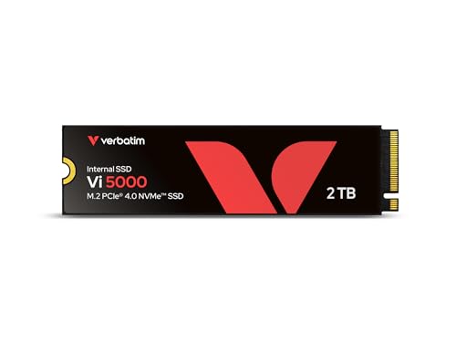 Verbatim Vi5000 NVMe M.2 SSD 2 TB, internes SSD-Laufwerk mit PCIe Gen 4, bis zu 5.000 MB/s Lesegeschwindigkeit, Hochleistungs-SSD für Gaming PC und PlayStation 5, schwarz