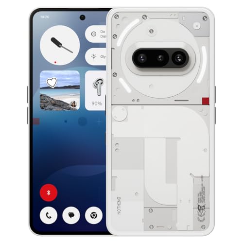 Nothing Phone (3a) 128 GB - Handy mit Essential Space, 50-MP-Hauptkamera, 32-MP-Frontkamera, 30-facher Ultra-Zoom, 8 GB RAM, Langer Akkulaufzeit und 6,77 Zoll Flexibles FHD+ AMOLED-Display - Weiß