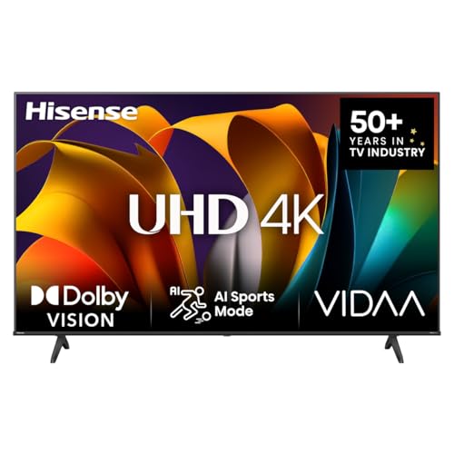 Hisense 65E6NT 164cm (65 Zoll) Fernseher, 4K UHD Smart TV, Precision Colour, HDR, Dolby Vision, 60Hz, Triple Tuner DVB-C/S/S2/T/T2, WiFi, HDMI 2.1, Bluetooth, Alexa Built-in, Schwarz, [2024]