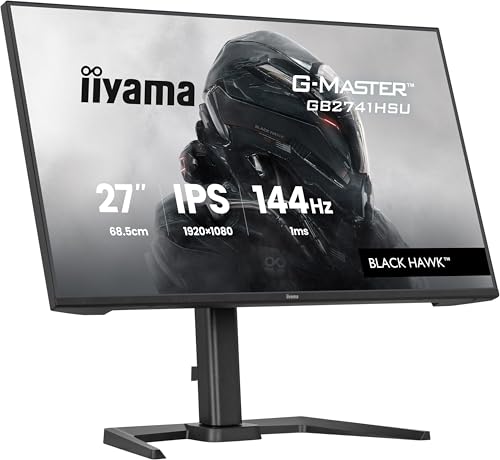 iiyama G-Master Black Hawk GB2741HSU-B1 68,6cm 27″ IPS LED Gaming Monitor Full-HD 144Hz HDMI DP USB2.0 1ms FreeSync Höhenverstellung Pivot schwarz