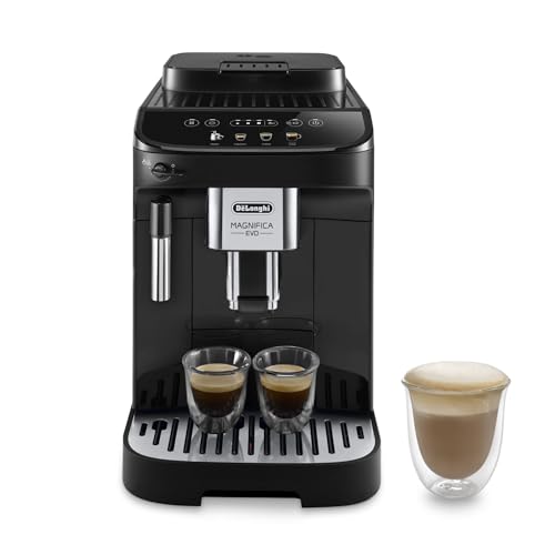 De'Longhi Magnifica Evo ECAM290.21.B, Automatische Kaffeemaschine mit Milchaufschäumer, Kompakt, Bean-to-Cup Kaffeevollautomat, Manuelles Milchaufschäumen, 4 Rezepte, Soft Touch Farbdisplay, Schwarz