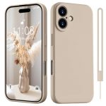 HGH für iPhone 16 Hülle Silikon mit Lanyard, Handyhülle für iPhone 16 Dünn Rundumschutz mit Microfiber-Innenfutter Kratzfest Schutzhülle Cover Hülle 6.1" Khaki