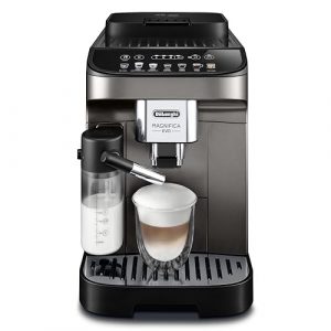 De'Longhi Magnifica Evo ECAM290.81.TB, Vollautomatische Kaffeemaschine, Kompakte Größe, Bean-to-Cup-Maschine, Automatischer Milchaufschäumer, 7 Rezepte, Soft Touch Farbdisplay, Titan/Schwarz